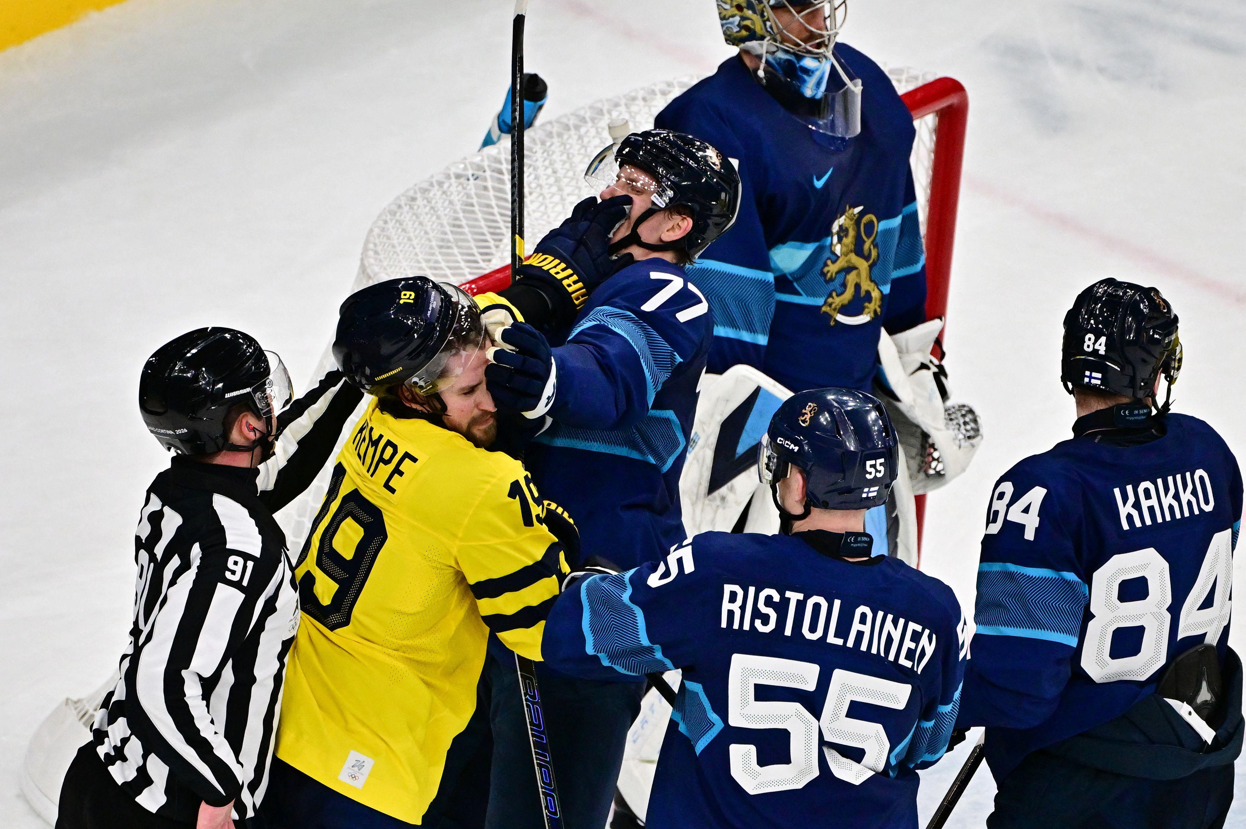 Pršti na ledu: Komšijska tuča na Zimskim olimpijskim igrama 5 utakmica finske i švedske u hokeju na ledu na zimskim olimpijskim igrama, tuča u hokeju na ledu