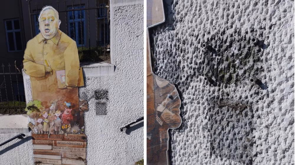 Udruženje Krokodil: Ponovo vandalizovan spomenik s likom pisca Branka Ćopića kod Brankovog mosta 1