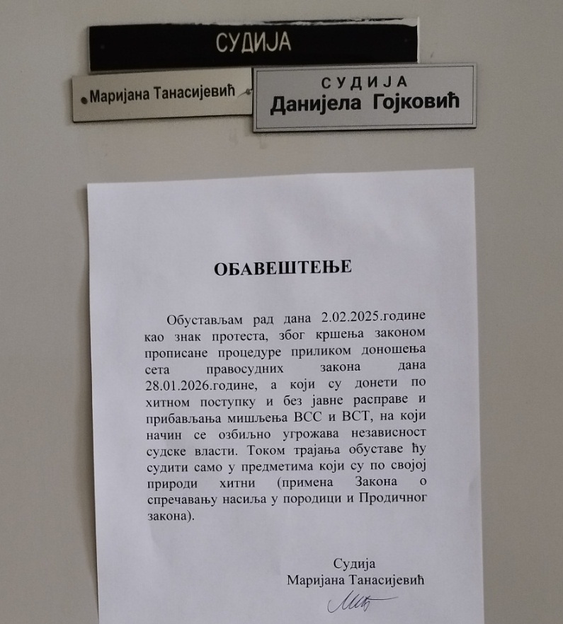 Protest zbog ozbiljnog ugrožavanja nezavisnosti sudske vlasti: Danas ne sude sudije u Kragujevcu, Čačku, Lazarevcu... 2