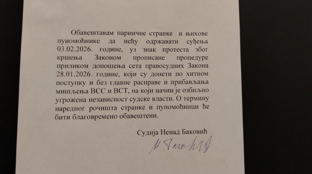 Protest zbog ozbiljng ugrožavanja nezavisnosti sudske vlasti: Danas ne sude sudije u Kragujevcu, Čačku, Lazarevcu... 5