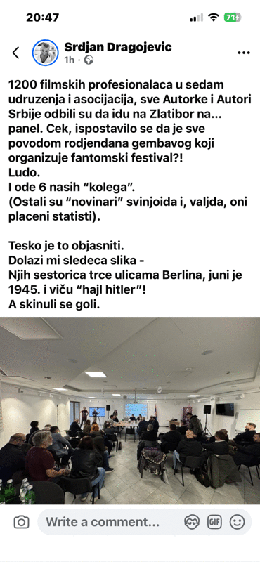Ćaci parodija i rakijanje na Zlatiboru, nasuprot skupu strukovnih udruženja na FDU: Održana dva panela o aktuelnoj situaciji u kinematografiji 5