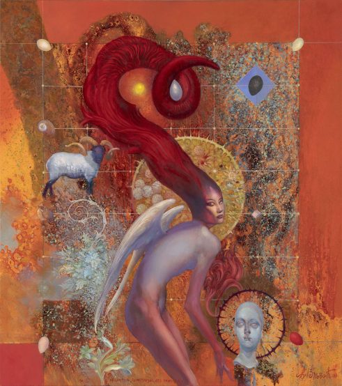 IZ CIKLUSA GEOMETRIZACIJA PRIRODE, 90x80 cm,2019,ulje na platnu Između mita, erotike i fantastičnog: Izložba Željka Đurovića u Galeriji Kolarčeve zadužbine (FOTO) 7