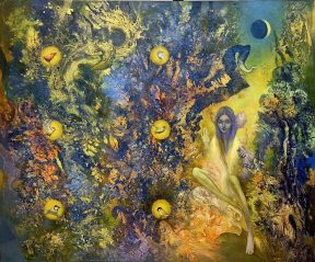 Obasjana mladim mesecom, 150x180 cm, ulje na platnu ,2025(1) Između mita, erotike i fantastičnog: Izložba Željka Đurovića u Galeriji Kolarčeve zadužbine (FOTO) 5
