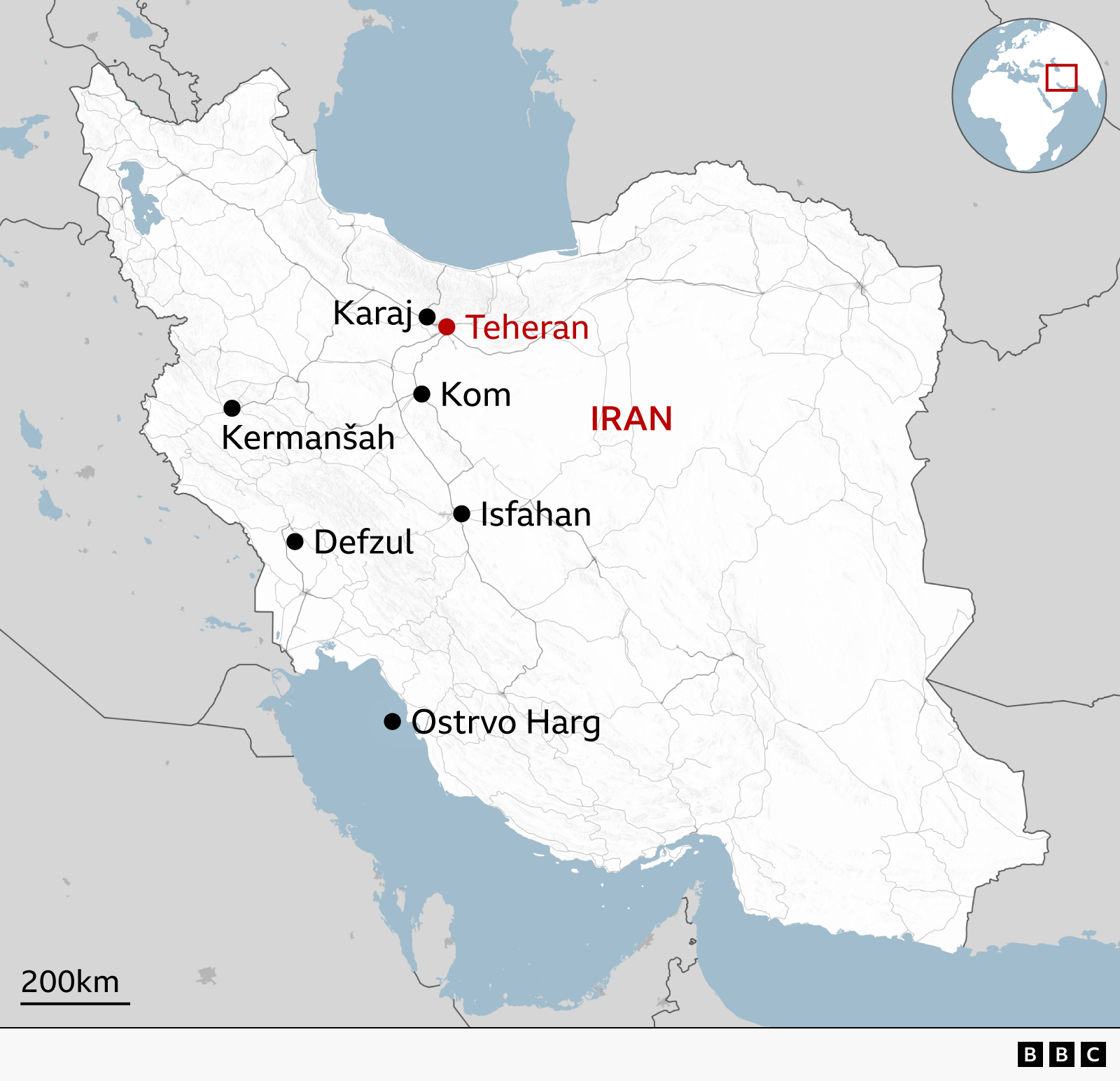 mapa Irana 
