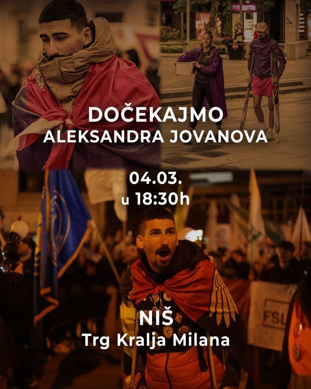 Niš: Doček za studenta Aleksandra Jovanova i njegovu devojku koji humanitarno pešače kroz Srbiju 2