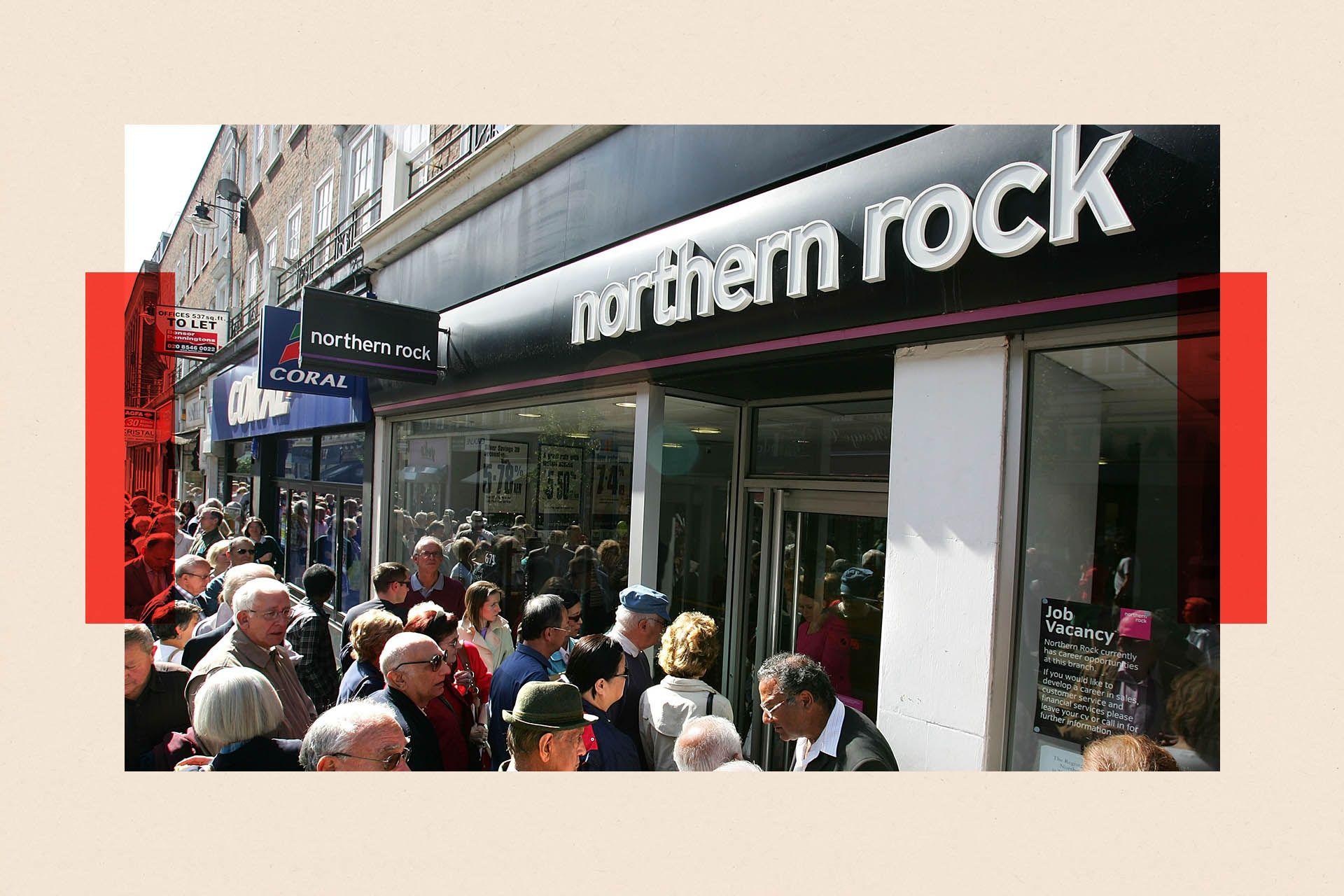 Ispred filijala engleske banke Nordern Roka (Northern Rock) stvarali su se dugi redovi tokom 2007. godine jer su ljudi pokušavali da podignu njihov novac
