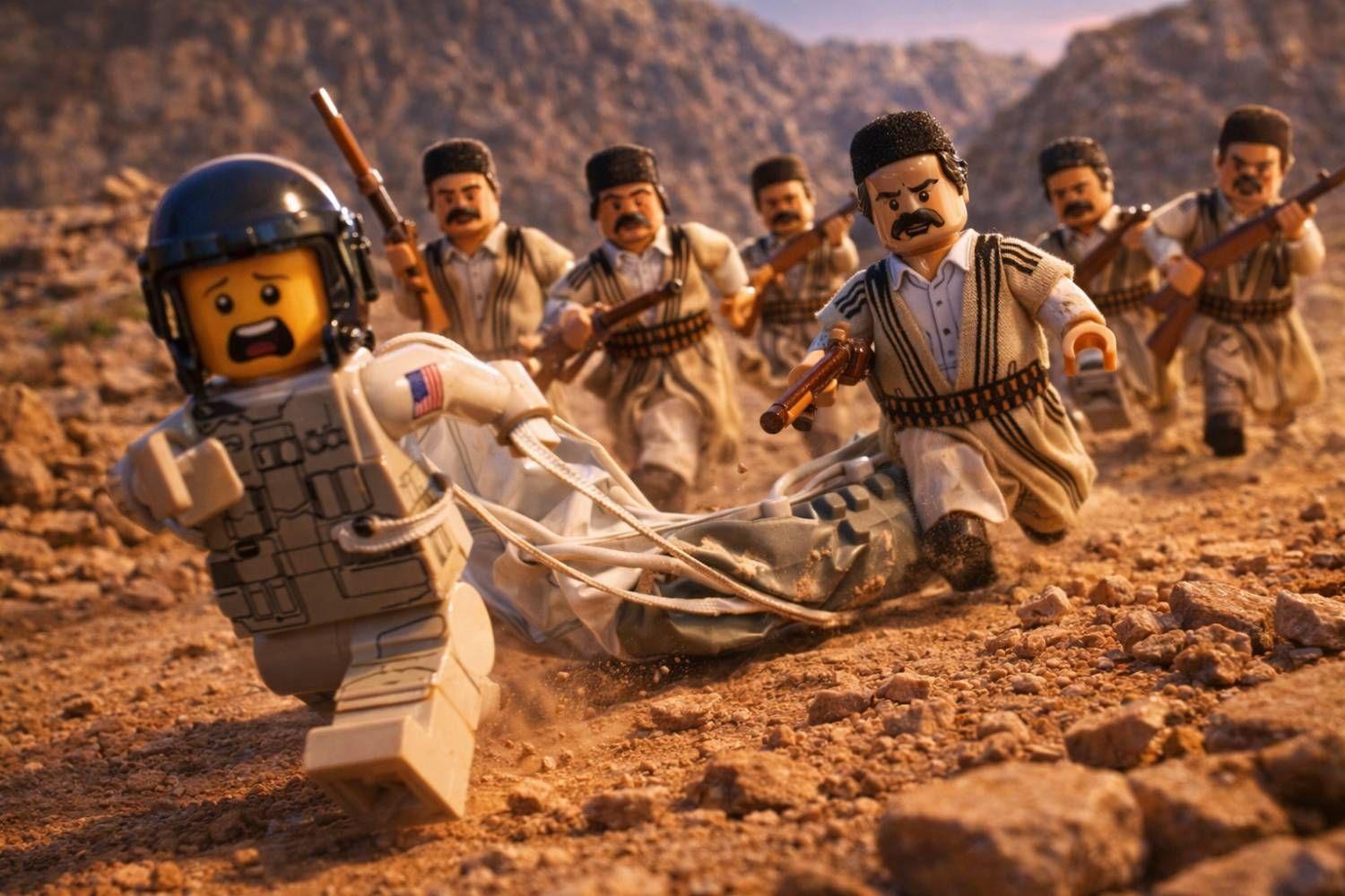 Ko je čovek koji stoji iza iranske Lego propagande: BBC je razgovarao sa njim 3 grupa iranaca juri američkog vojnika u iranskim vrletima - svi su prikazani kao lego figure