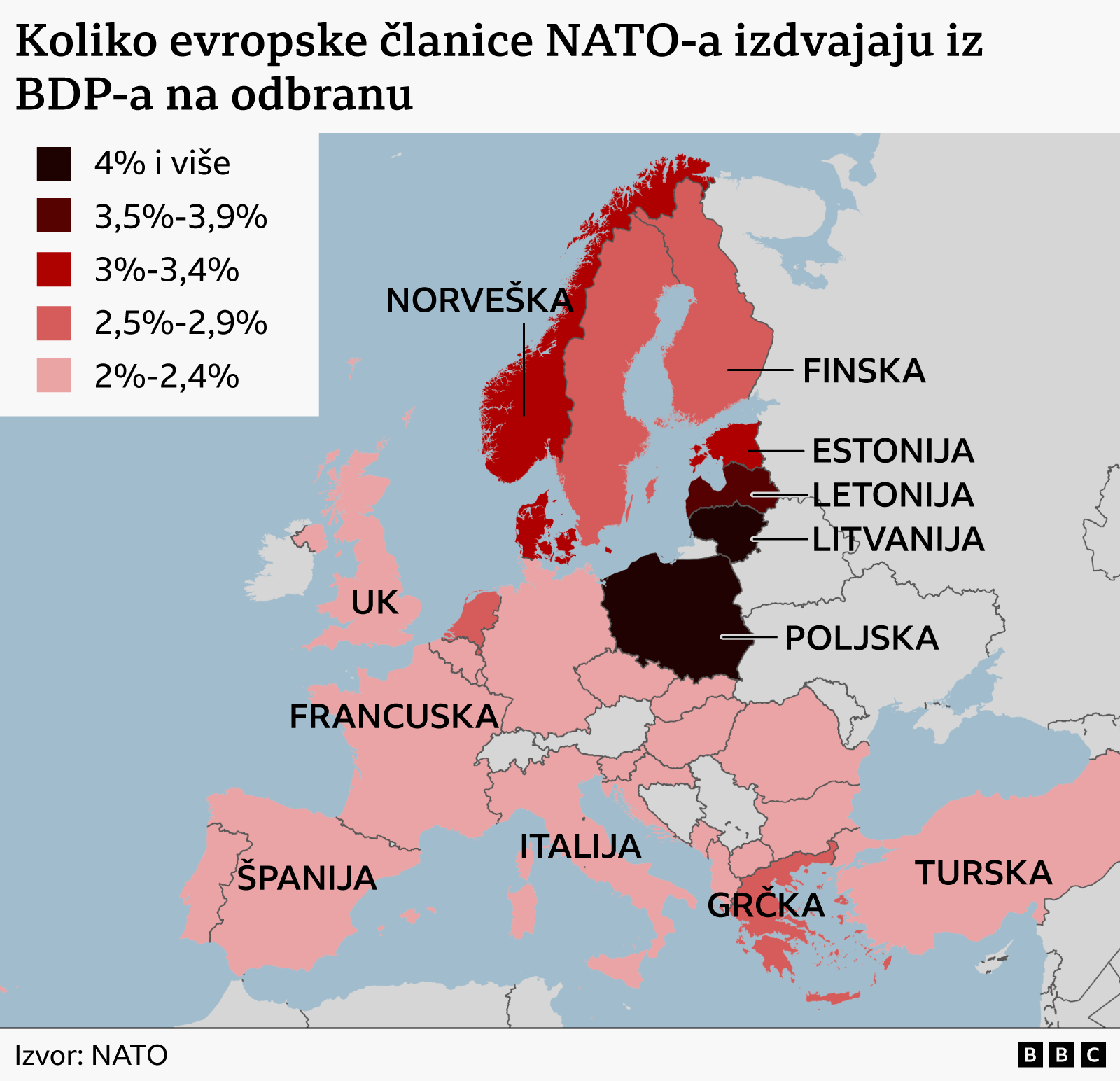 Može li NATO da bude ubedljiva sila bez Amerike 2 koliko evropske članice NATO-a izdvajaju za odbranu