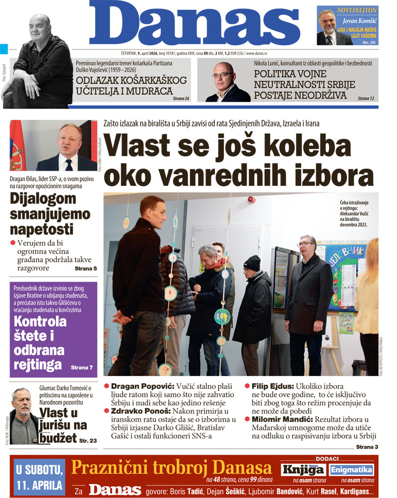 Naslovna strana za 9. april 2026. 1