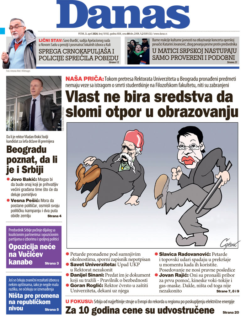 Naslovna strana za 3. april 2026. 1