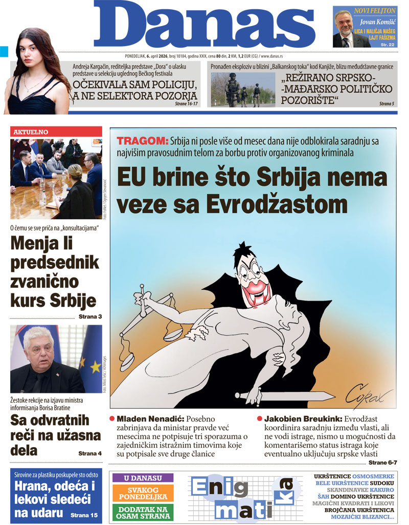 Naslovna strana za 6. april 2026. 1
