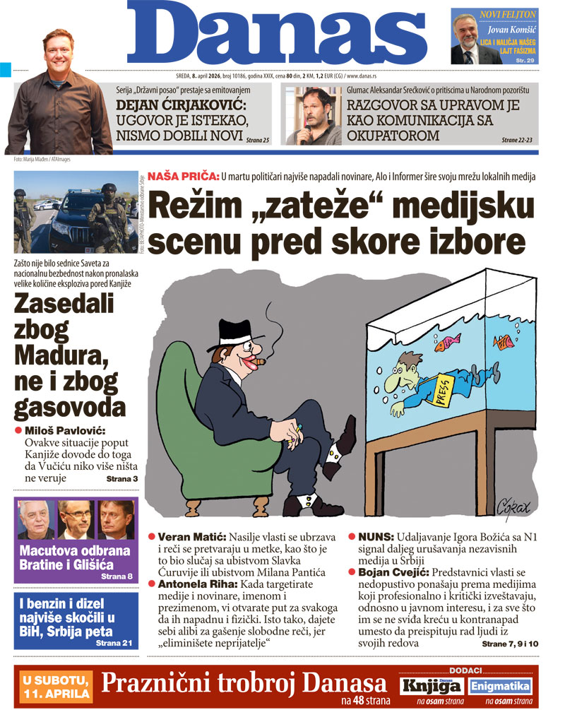 Naslovna strana za 8. april 2026. 1