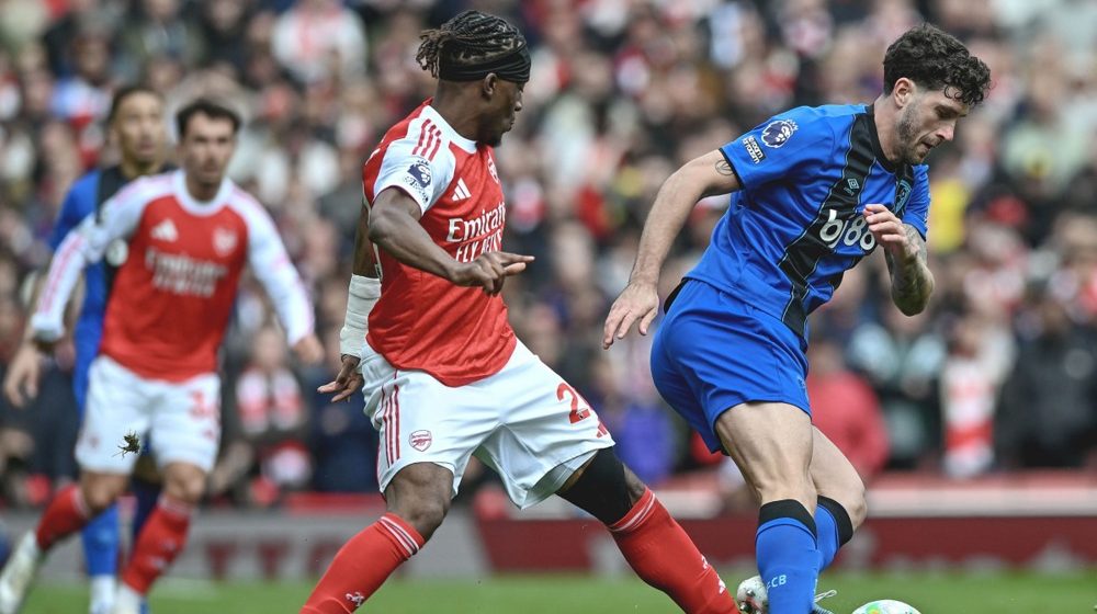 Arsenal - Bornmut, Foto: EPA/VINCE MIGNOTT EDITORIAL USE ONLY. No use with unauthorized audio, video, data, fixture lists, club/league logos, 'live' services or NFTs. Online in-match use limited to 120 images, no video emulation. No use in betting, games or single club/league/player publications.