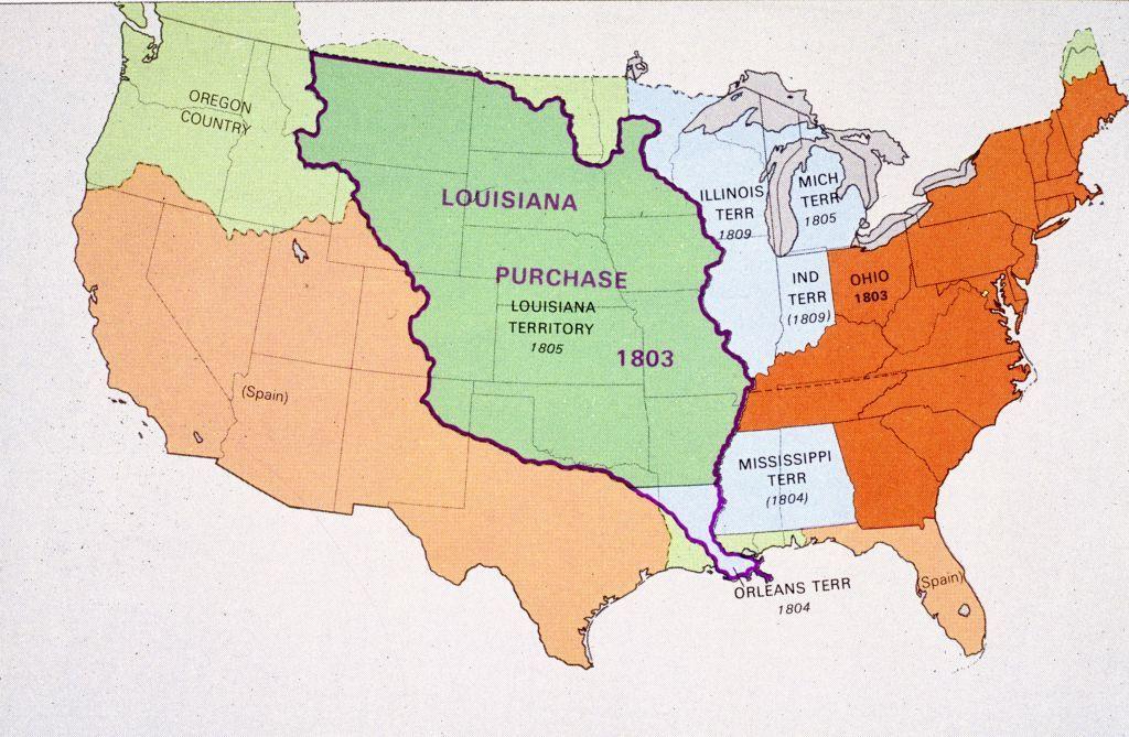 Novcem do novih granica: Kako se Amerika širila kupovinom teritorija 2 Mapa SAD koja pokazuje veličinu Luizijane 1803. godine