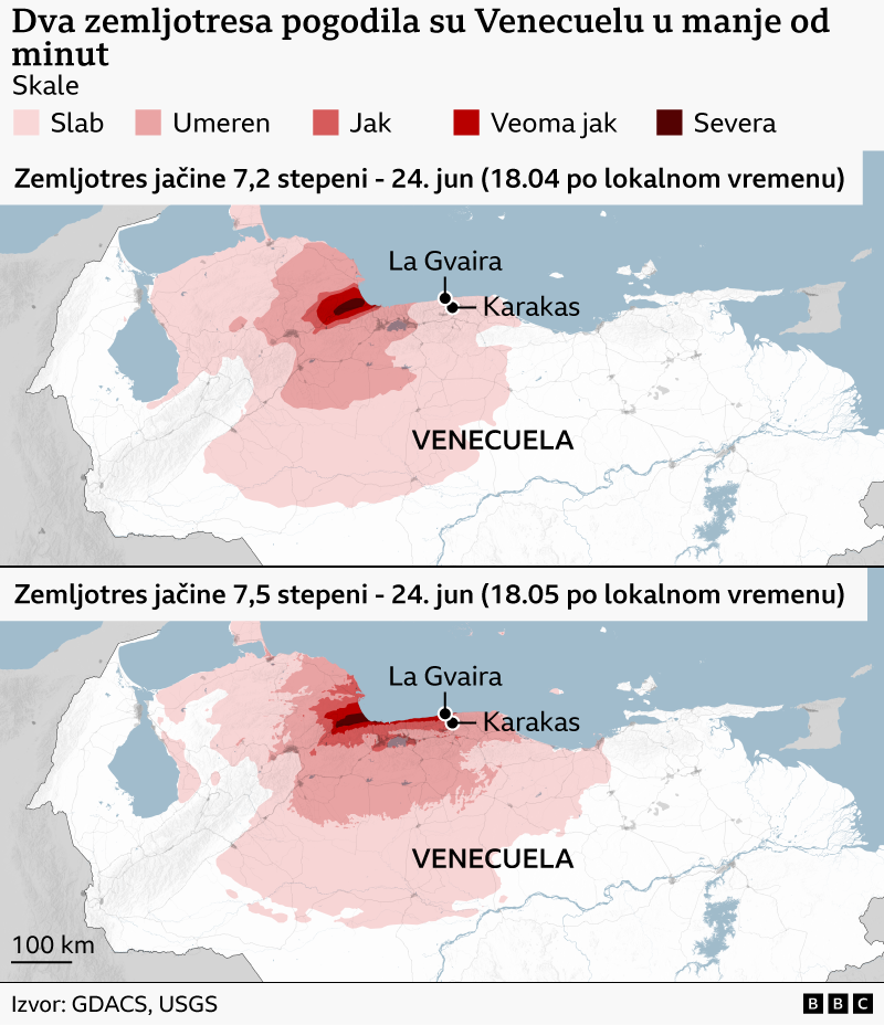 zemljotres u venecueli, epicentri zemljotresa u venecueli