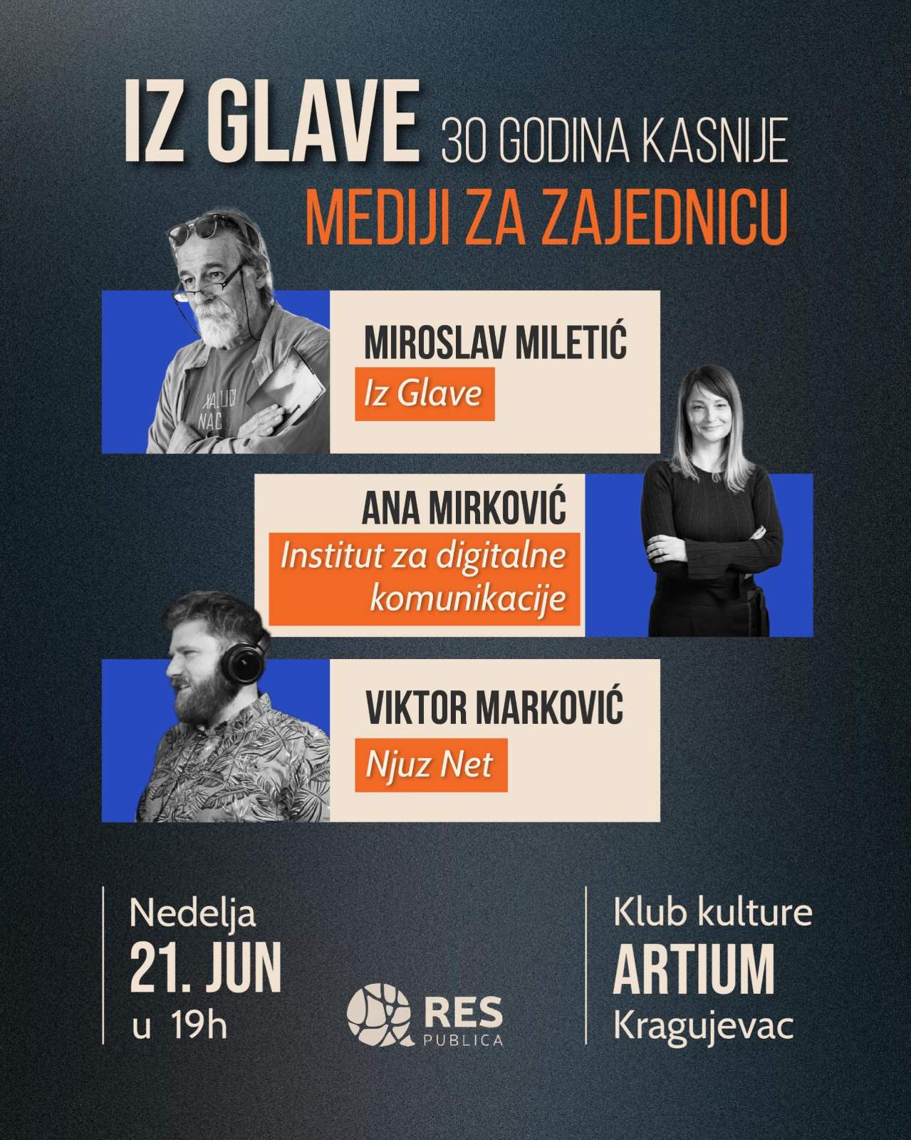 „Iz glave” Miroslava Miletića 30 godina kasnije: Tribina mediji za zajednicu povodom tri decenije kultne emsije 2