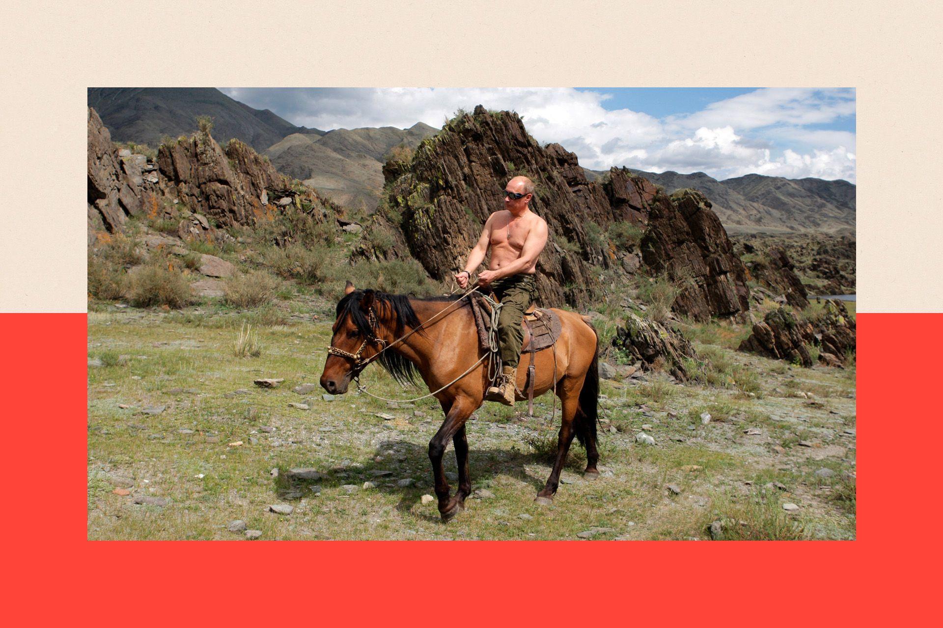 Vladimir Putin i veština ličnog marketinga 5 Vladimir Putin golih prsa jaše konja sa naočarima za sunce