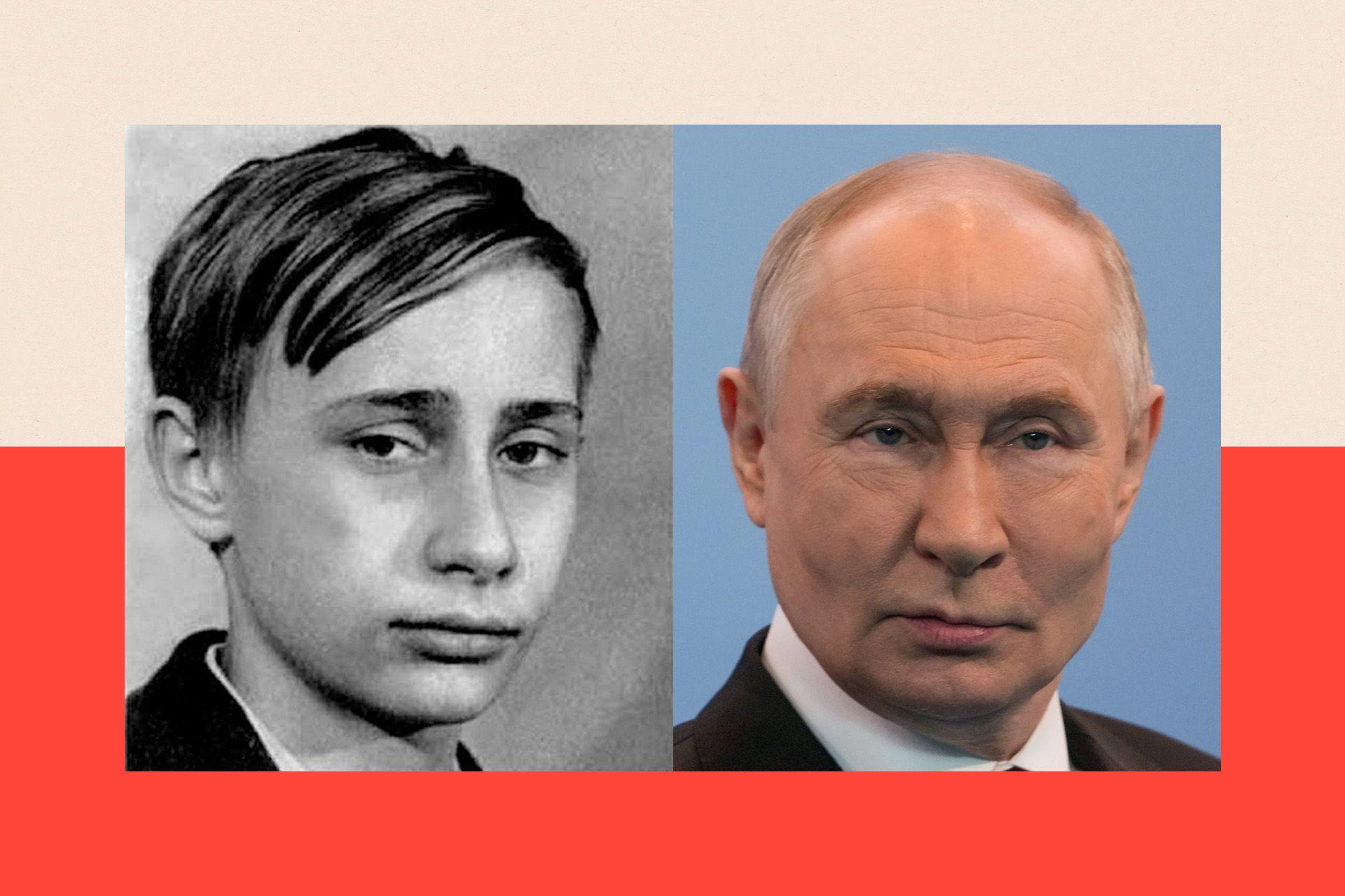 Vladimir Putin i veština ličnog marketinga 2 Sa leve strane crno-bela fotografija Vladimira Putina kao dečaka, a sa desne skorašnja u odelu