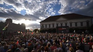 Orbanove pristalice protestovale u Budimpešti protiv smene predsednika Tamaša Suljoka 12 Protest Fidesa u Budimpešti