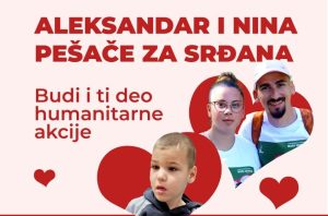 Kragujevčani večeras ispred „Zelengore” dočekuju Aleksandra i Ninu koji humanitarno pešače za lečenje dečaka Srđana