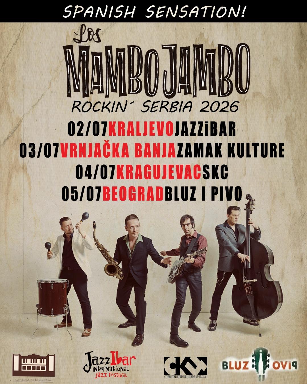 Španski rock'n'roll kvartet Los Mambo Jambo na mini turneji po Srbiji 2 Španski rock'n'roll kvartet Los Mambo Jambo na mini turneji po Srbiji 1